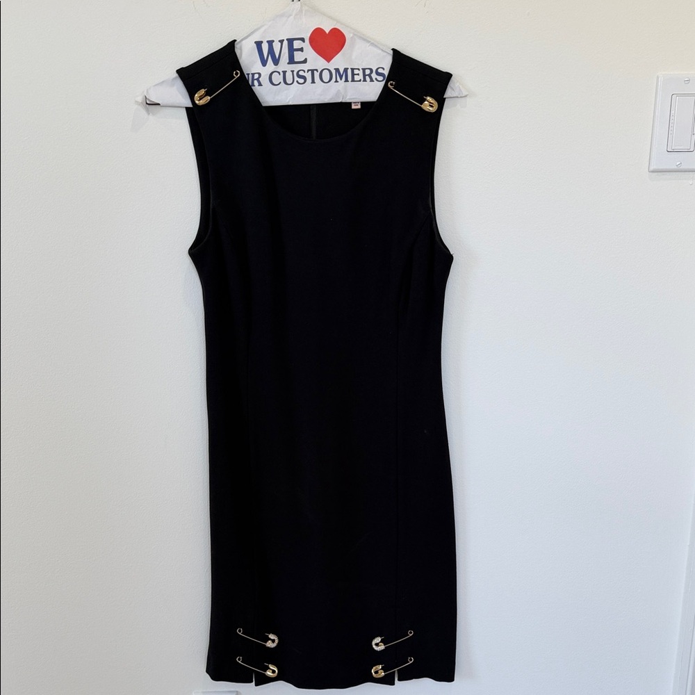 Juicy Couture Elegant Black Dress with Gold Accents